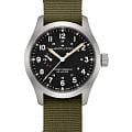 Hamilton Hamilton Khaki Field Mechanical Power Reserve 40mm H69509930  H69509930 механические мужские часы черный циферблат, браслет тканевый — вид спереди