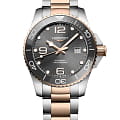 Longines Longines HydroConquest L3.782.3.78.7  L37823787 механические мужские часы серый циферблат, браслет нержавеющая сталь с pvd-покрытием — вид спереди