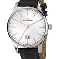 Jacques Lemans Jacques Lemans Classic 1-1862S  1-1862S кварцевые мужские часы серебристый циферблат, браслет кожаный — вид спереди