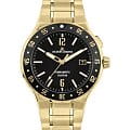 Jacques Lemans Jacques Lemans Hybromatic 1-2109J  1-2109J автокварц (кинетик) мужские часы черный циферблат, браслет нержавеющая сталь с pvd-покрытием — вид спереди