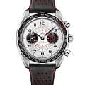 Omega Omega Speedmaster Chronoscope 329.32.43.51.02.001  32932435102001 механические мужские часы серебристый циферблат, браслет кожаный — вид спереди