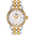 Tissot Tissot Bridgeport Lady T097.010.22.116.00 Bridgeport T0970102211600 кварцевые женские часы белый циферблат, браслет сталь c pvd покрытием — вид спереди