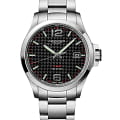 Longines Longines Conquest V.H.P. L3.726.4.66.6  L37264666 кварцевые мужские часы черный циферблат, браслет нержавеющая сталь — вид спереди