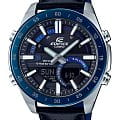 Casio Casio Edifice ERA-120BL-2A ERA ERA-120BL-2A кварцевые мужские часы черный циферблат, браслет кожаный — вид спереди