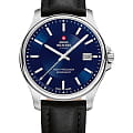 Swiss Military by Chrono Swiss Military by Chronо SM30200.12  SM30200.12 кварцевые мужские часы  синий циферблат, браслет кожаный — вид спереди