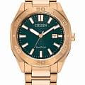 Citizen Citizen Eco-Drive BM7633-81X  BM7633-81X кварцевые мужские часы зеленый циферблат, браслет нержавеющая сталь с ip-покрытием — вид спереди
