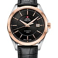 Swiss Military by Chrono Swiss Military by Chrono Automatic Collection SMA34085.17  SMA34085.17 механические мужские часы черный циферблат, браслет кожаный — вид спереди