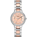 Fossil Fossil Carlie  ES3405  ES3405 кварцевые женские часы розовый циферблат, браслет сталь с ip покрытием — вид спереди
