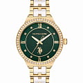 U.S. Polo Assn. U.S. Polo Assn Stile USPA2058-02  USPA2058-02 кварцевые женские часы зеленый циферблат, браслет сталь с ip покрытием + керамика — вид спереди