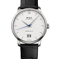 Mido Mido Baroncelli Big Date M027.426.16.018.00  M0274261601800 механические мужские часы белый циферблат, браслет кожаный — вид спереди