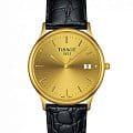 Tissot Tissot T-Classic T913.410.16.031.01 Tradition T9134101603101 кварцевые мужские часы золотой циферблат, браслет кожаный — вид спереди