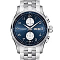 Hamilton Hamilton Jazzmaster Maestro Auto Chrono H32766143  H32766143 механические мужские часы синий циферблат, браслет нержавеющая сталь — вид спереди