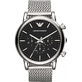 Emporio Armani Emporio Armani AR1808  AR1808 кварцевые мужские часы черный циферблат, браслет нержавеющая сталь + золото 18к — вид спереди