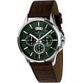 Jacques Lemans Jacques Lemans Classic 1-1542O  1-1542O кварцевые мужские часы зеленый циферблат, браслет кожаный — вид спереди