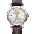 Hamilton Hamilton Jazzmaster Traveler GMT Auto H32585557  H32585557 механические мужские часы серебристый циферблат, браслет кожаный — вид спереди