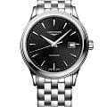 Longines Longines Flagship L4.984.4.58.6  L49844586 механические мужские часы черный циферблат, браслет нержавеющая сталь — вид спереди