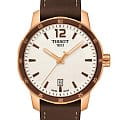 Tissot Tissot Quickster T095.410.36.037.00 Quickster T0954103603700 кварцевые мужские часы белый циферблат, браслет кожаный — вид спереди