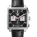 TAG Heuer TAG Heuer Monaco CBL2113.FC6177  CBL2113.FC6177 механические мужские часы черный циферблат, браслет кожаный — вид спереди