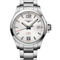 Longines Longines Conquest V.H.P. L3.716.4.76.6  L37164766 кварцевые мужские часы серебристый циферблат, браслет нержавеющая сталь — вид спереди