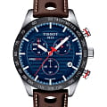 Tissot Tissot PRS 516 Chronograph T100.417.16.041.00 PRS 516 T1004171604100 кварцевые мужские часы синий циферблат, браслет кожаный — вид спереди