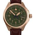Aviator Aviator Airacobra V.1.38.2.330.4  V.1.38.2.330.4 кварцевые мужские часы зеленый циферблат, браслет кожаный — вид спереди