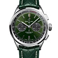 Breitling Breitling Premier B01 Chronograph 42 Bentley British Racing Green AB0118A11L1X1  AB0118A11L1X1 механические мужские часы зеленый циферблат, браслет кожаный — вид спереди