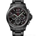 Longines Longines Conquest V.H.P. L3.717.2.66.6  L37172666 кварцевые мужские часы черный циферблат, браслет сталь c pvd покрытием — вид спереди