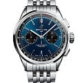 Breitling Breitling Premier B01 Chronograph 42 AB0118221C1A1  AB0118221C1A1 механические мужские часы синий циферблат, браслет нержавеющая сталь — вид спереди