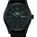 Seiko Seiko 5 Sports The Stealth SRPJ11K1  SRPJ11K1 механические мужские часы черный циферблат, браслет тканевый — вид спереди