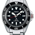 Seiko Seiko Prospex SNE589 - коллекция Solar SNE589 кварцевые мужские часы черный циферблат, браслет нержавеющая сталь — вид спереди
