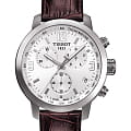 Tissot Tissot PRC 200 Chronograph T055.417.16.017.01 PRC 200 T0554171601701 кварцевые мужские часы  белый циферблат, браслет кожаный — вид спереди