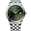 Longines Longines Flagship L4.984.4.02.6  L49844026 механические мужские часы зеленый циферблат, браслет нержавеющая сталь — вид спереди