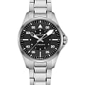 Hamilton Hamilton Khaki Aviation Pilot Auto H76215130  H76215130 механические мужские часы  черный циферблат, браслет нержавеющая сталь — вид спереди