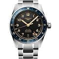 Longines Longines Spirit L3.802.4.60.6  L38024606 механические мужские часы черный циферблат, браслет нержавеющая сталь — вид спереди