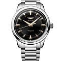 Longines Longines Conquest Heritage L1.649.4.52.6  L16494526 механические мужские часы черный циферблат, браслет нержавеющая сталь — вид спереди
