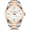 Longines Longines Conquest Collection L2.799.5.76.7  L27995767 механические мужские часы белый циферблат, браслет нержавеющая сталь + золото 18к — вид спереди