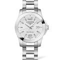 Longines Longines Conquest L3.376.4.76.6  L33764766 кварцевые женские часы серебристый циферблат, браслет нержавеющая сталь — вид спереди
